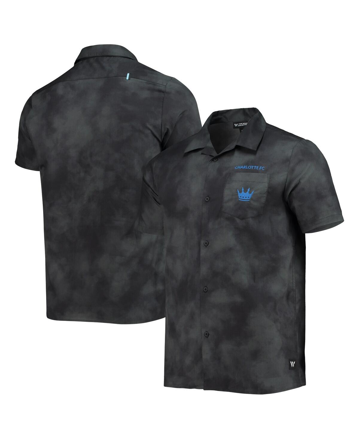 THE WILD COLLECTIVE MEN'S THE WILD COLLECTIVE BLACK CHARLOTTE FC ABSTRACT CLOUD BUTTON-UP SHIRT