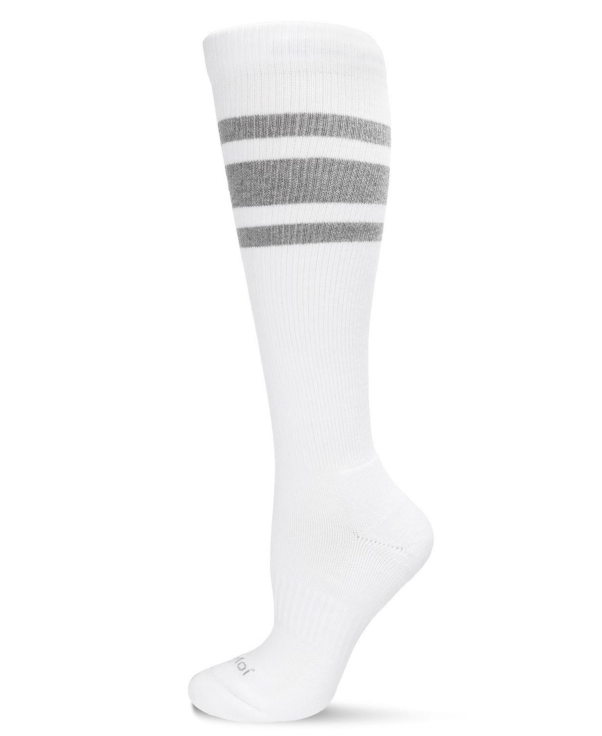 Men's Striped Athletic Cushion Sole Compression Knee Sock - White