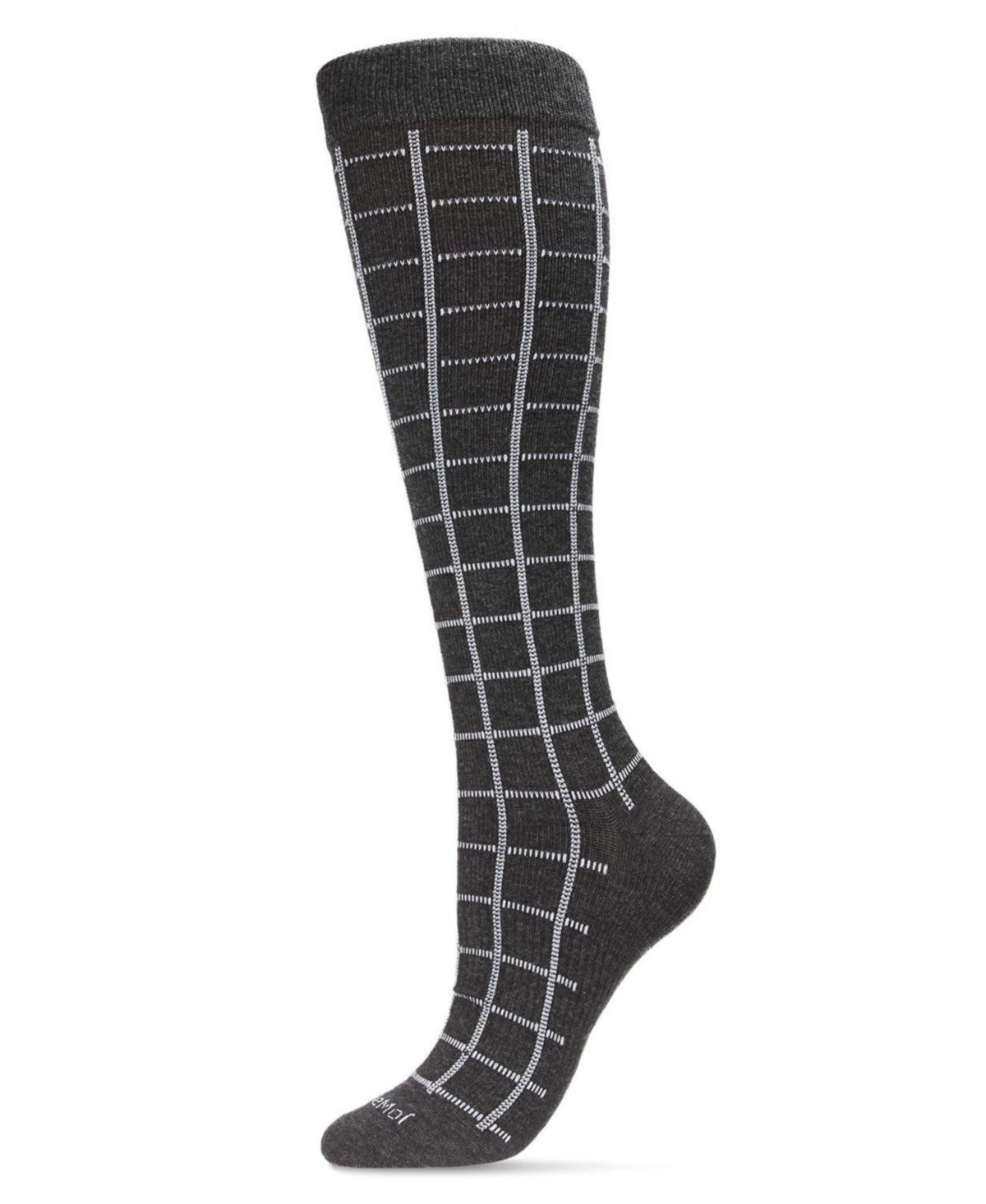 Men's Window Pane Cotton Compression Socks - Dark Gray Heather