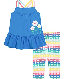 Toddler Girls Double-Strap Tunic and Floral Capri Leggings, 2 Piece Set