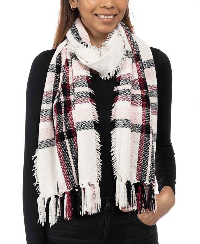 Charter Club Women's Chenille Plaid Scarf, Created for Macy's - Macy's