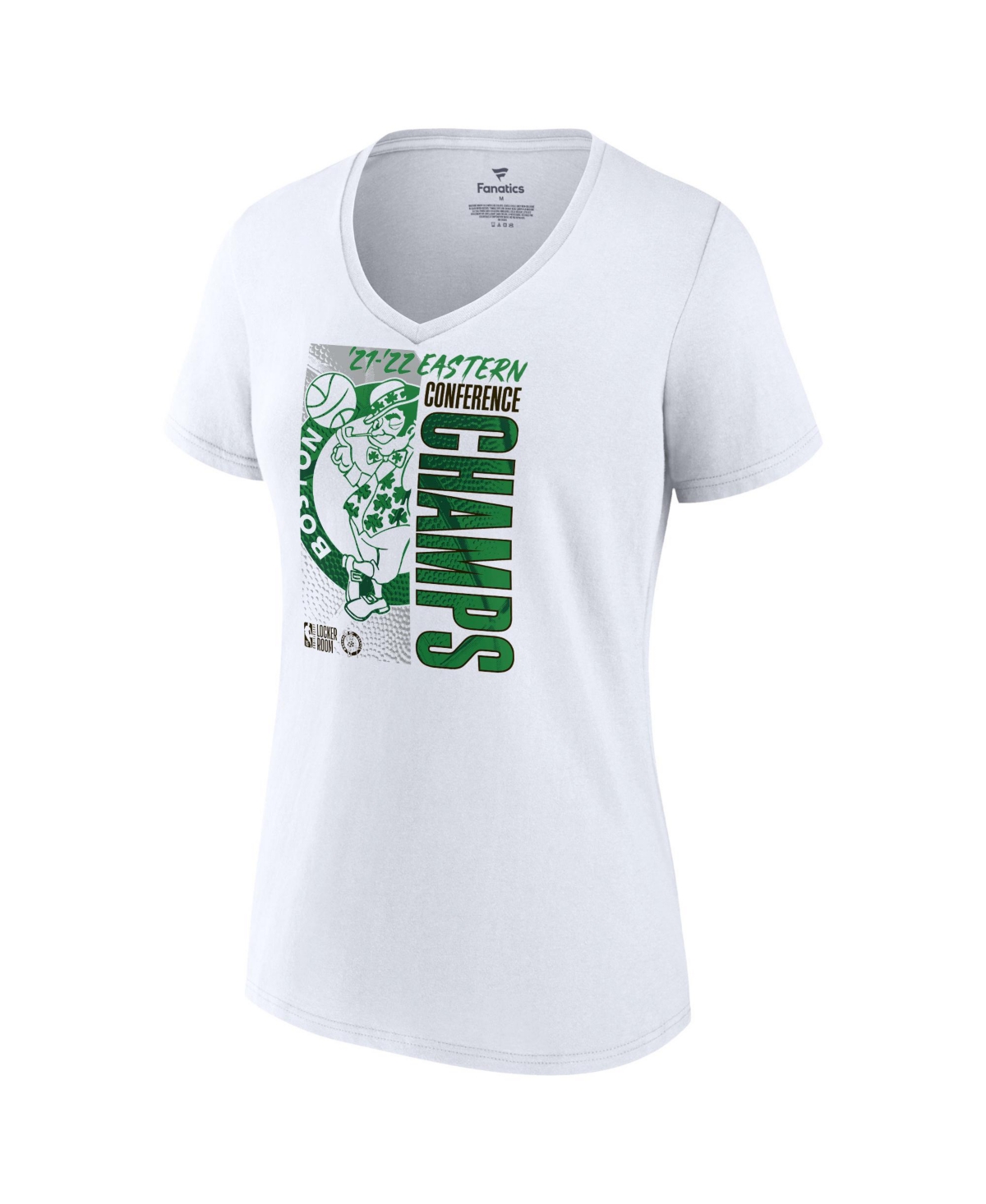Women's Boston Celtics Fanatics Women's 2022 Eastern Conference Champions Locker Room V-Neck T-Shirt -- White