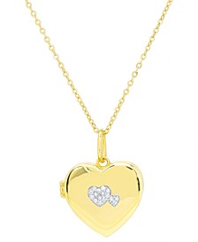 Diamond Heart Locket 18" Pendant Necklace (1/10 ct. t.w.) in 14k Gold-Plated Sterling Silver