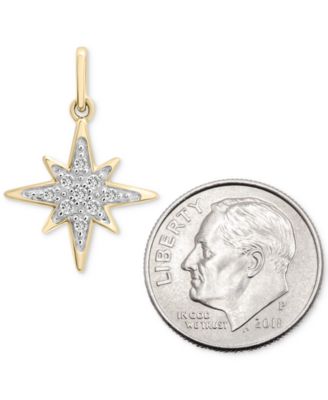 Diamond Fancy Star Charm Pendant (1/20 ct. t.w.) in 10k Gold, Created for Macy's