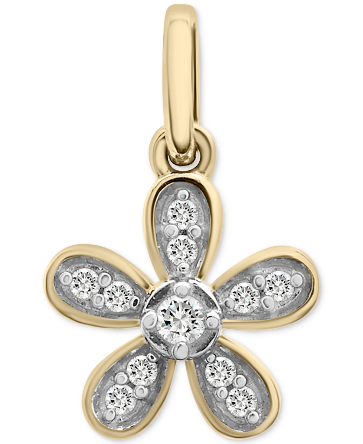 Diamond Flower Charm Pendant (1/20 ct. t.w.) in 10k Gold, Created for Macy's - Yellow Gold