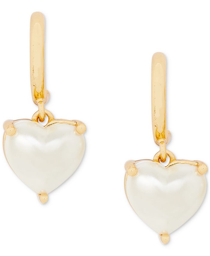 stakåndet karton Fugtighed kate spade new york Gold-Tone Imitation Pearl Heart Drop Earrings - Macy's