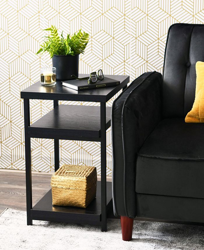 Household Essentials Small Side Table with 3 Storage Shelves - Macy's