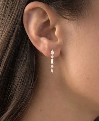 Multi Shape Dangling Earrings in 14K Gold Plated Sterling Silver