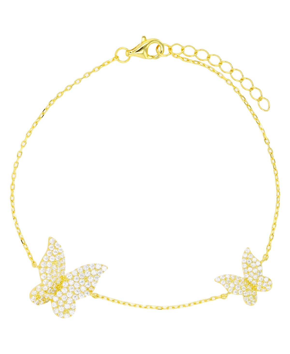Butterfly Anklet in 14K Gold Plated or Sterling Silver - Gold over Sterling Silver