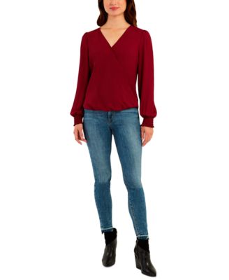 BCX Juniors' Smocked Long-Sleeve Top