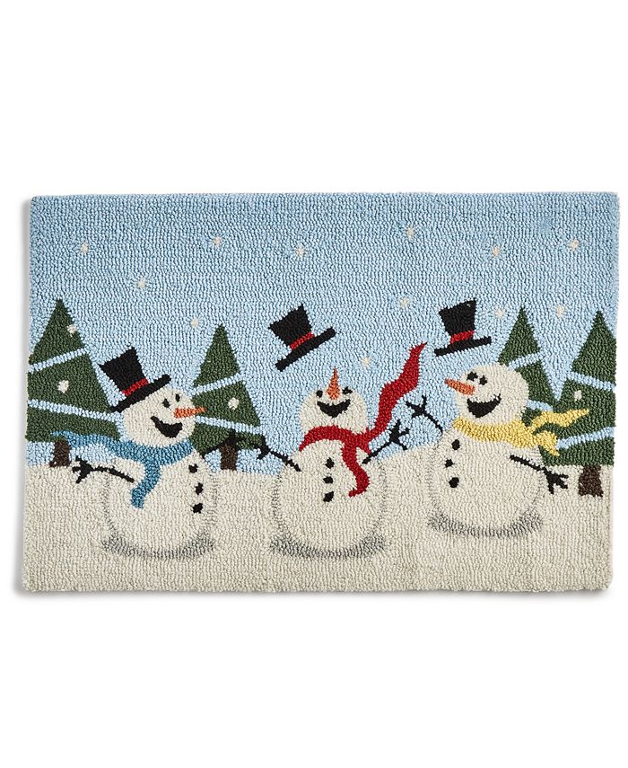 Martha Stewart Collection Snowman Handhooked Holiday Rug, 20" x 30", Created For Macy's Macy's