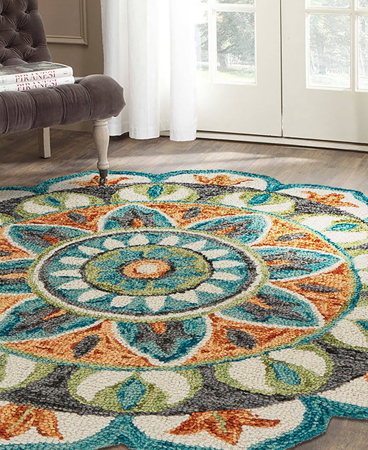 Lr Home Radiance Rdc54085 6' X 6' Round Area Rug In Teal,green