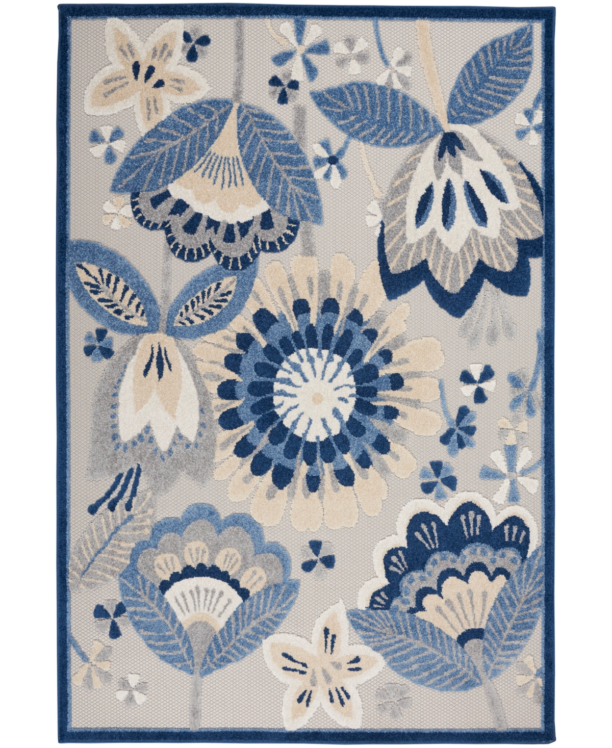 Nourison Home Aloha Alh25 3'6" X 5'6" Outdoor Area Rug In Blue,gray