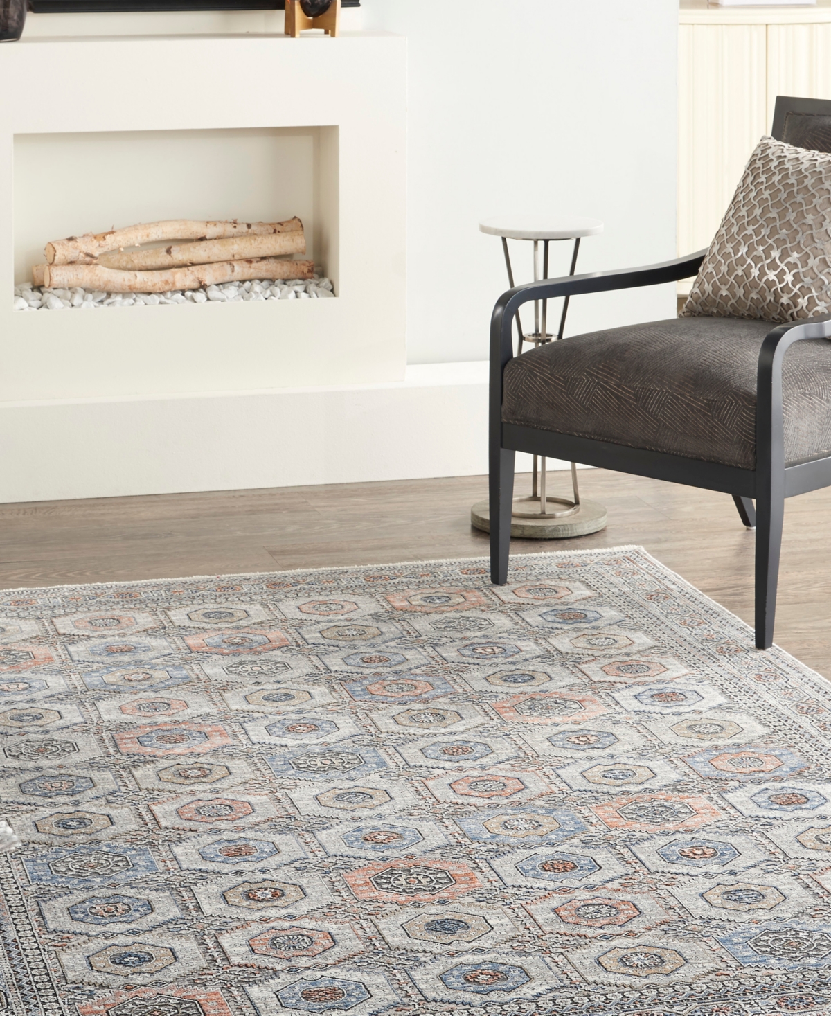 Nourison Home Starry Nights Stn09 5'3" X 7'3" Area Rug In Gray,navy