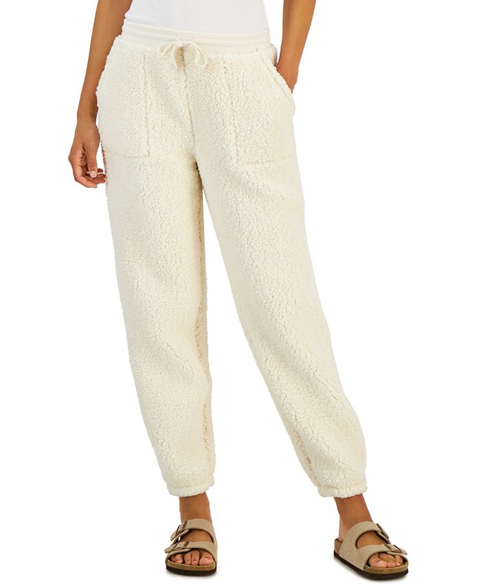Style & Co Petite Sherpa Drawstring Pants, Created for Macy's - Macy's
