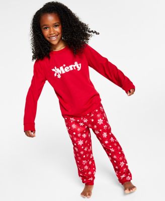 Photo 1 of SIZE 10-12 Matching Kid's Merry Snowflake Mix It Family Pajama Set, 