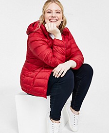 Women's Plus Size Hooded Packable Down Puffer Coat, Created for Macy's
