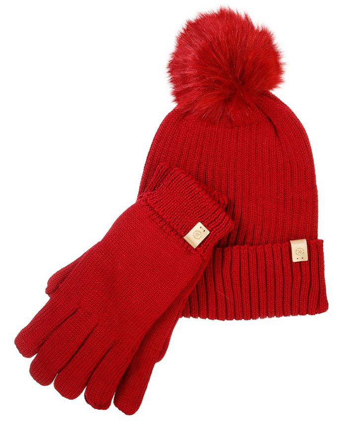 Isotoner Signature Women's Knit Beanie Glove and Hat Set Macy's