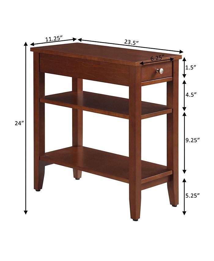 Convenience Concepts American Heritage Three Tier End Table With Drawer