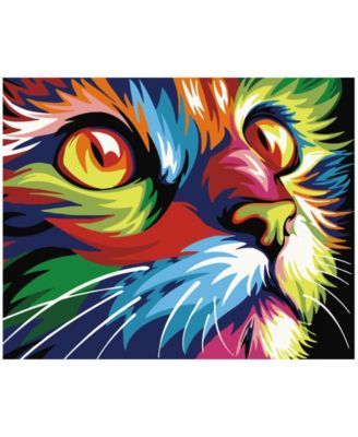 Winnie's Picks Adult Paint by Numbers Abstract and Modern Colorful Cat Beginner Set, 30 Piece