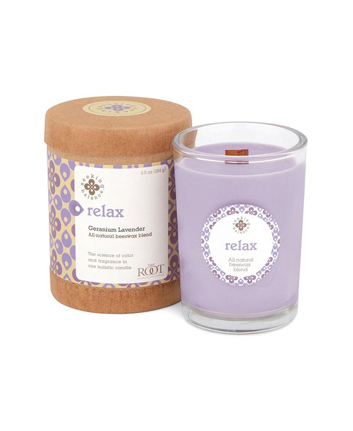 ROOT CANDLES Seeking Balance Relax Geranium Lavender Spa Jar Candle, 6.
