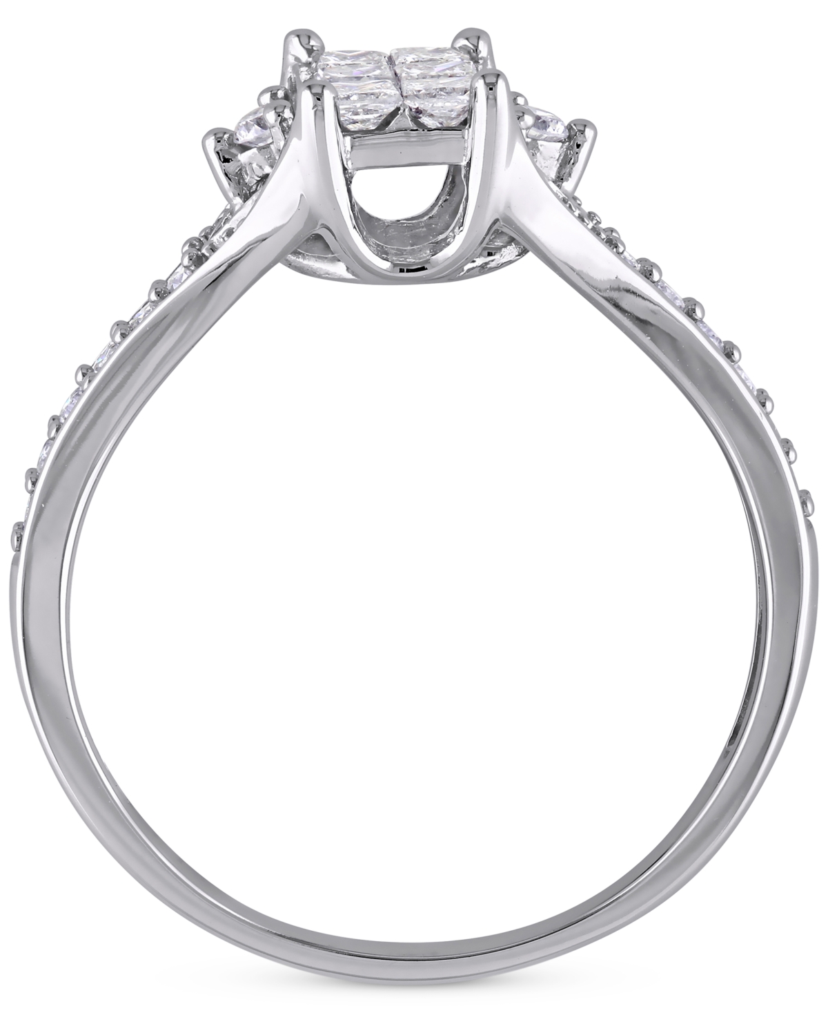Diamond Emerald Cluster Engagement Ring (1/2 ct. t.w.) in 14k- White Gold