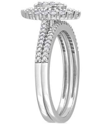 Diamond Halo Cluster Bridal Set (1/2 ct. t.w.) in 14k White Gold