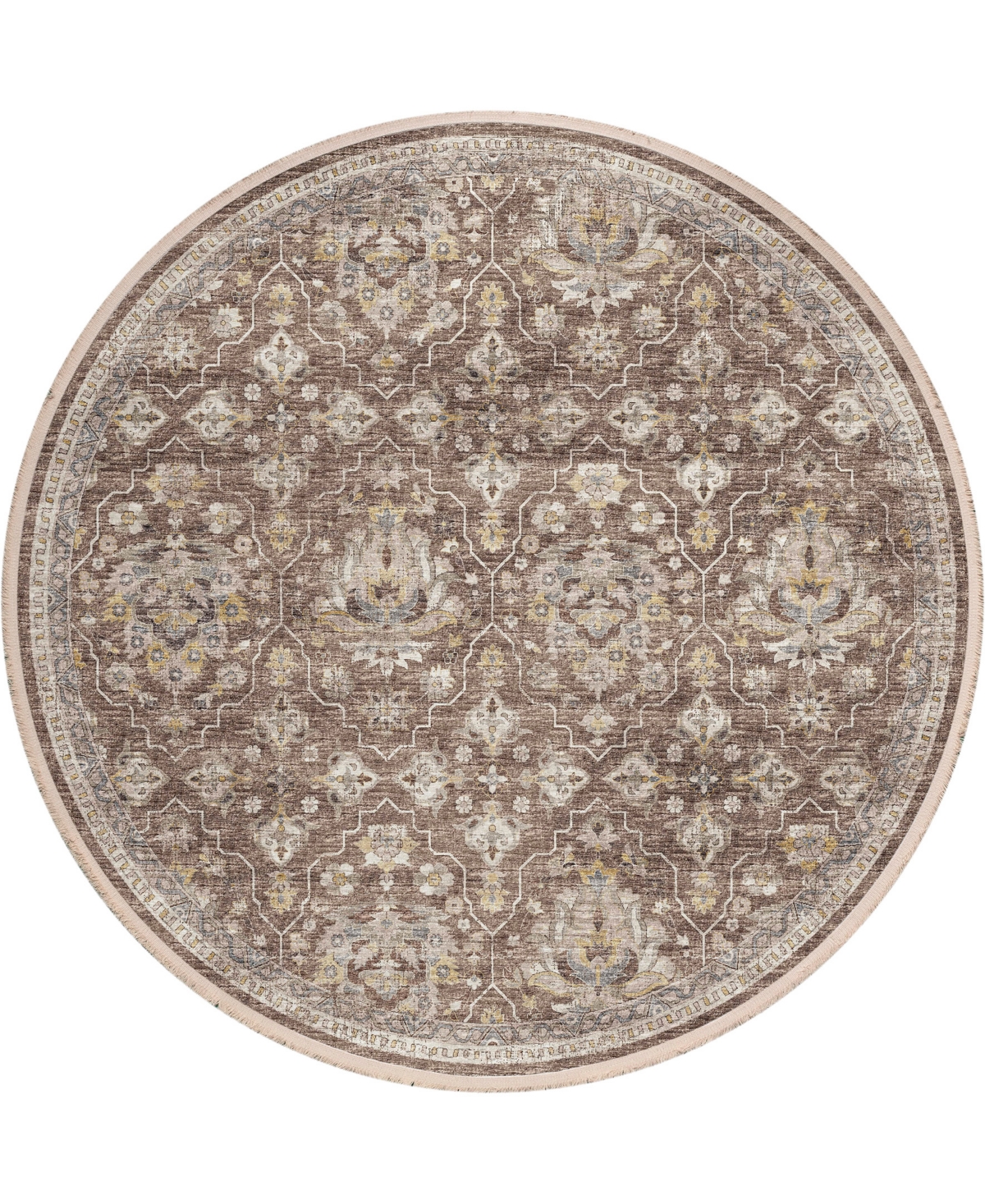 D Style Ionic IOC4 8' x 8' Round Area Rug - Mocha