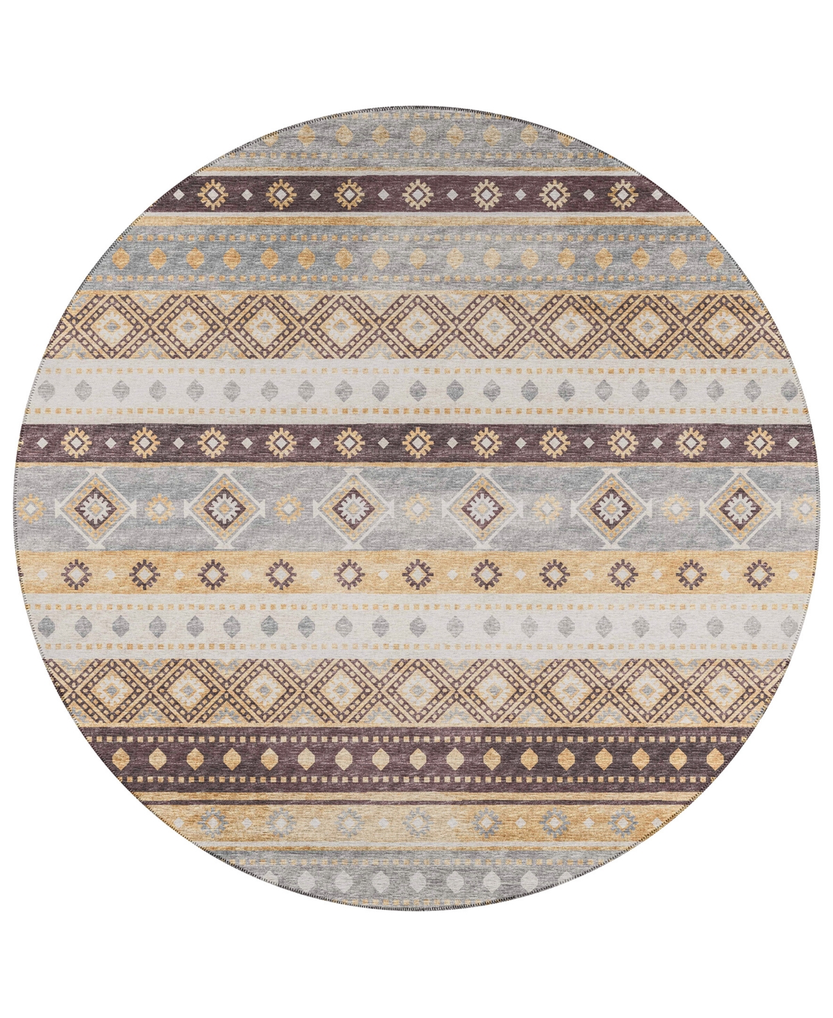 D Style Buttes BTS12 6' x 6' Round Area Rug - Gold Tone