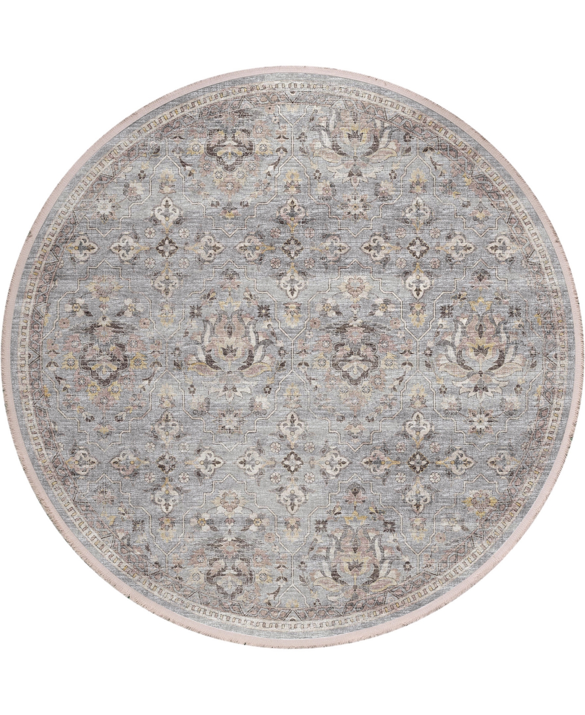 D Style Ionic IOC4 8' x 8' Round Area Rug - Silver Tone