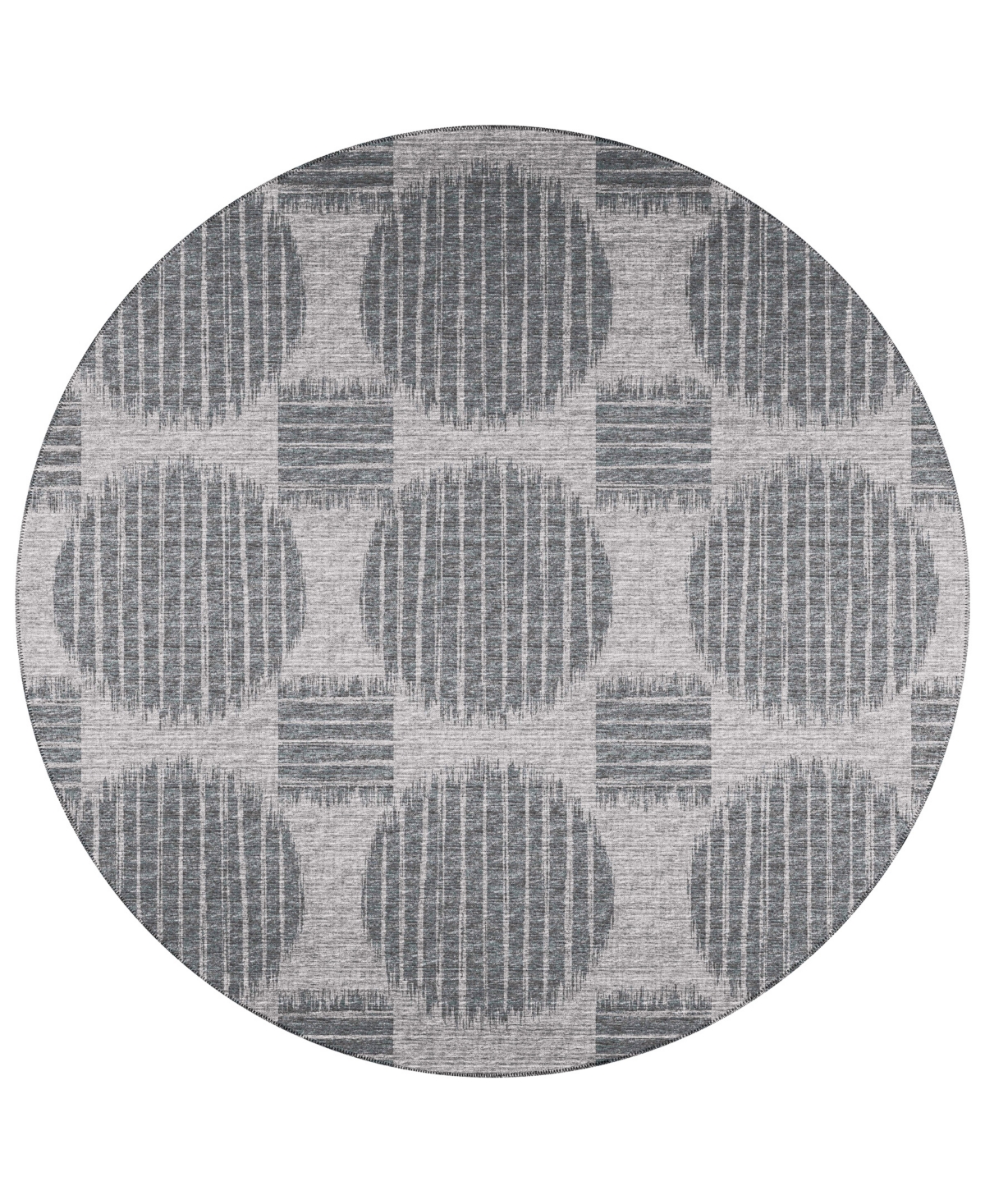 D Style Buttes BTS13 6' x 6' Round Area Rug - Charcoal