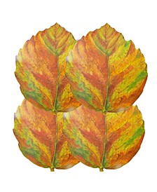 4 Piece Harvest Leaf Shaped Cork Placemat, 15" x 15"