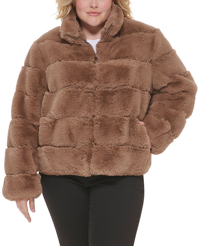 Calvin Klein Women's Plus Size Faux-Fur Coat & Reviews - Coats ...