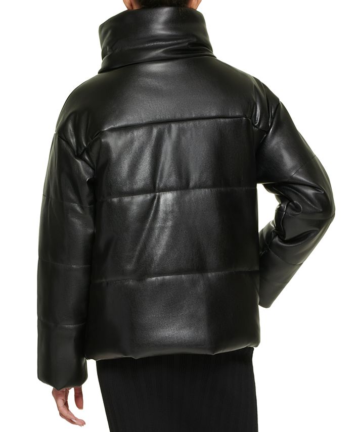 DKNY Women's FauxLeather Puffer Coat, Created for Macy's & Reviews Coats & Jackets Women