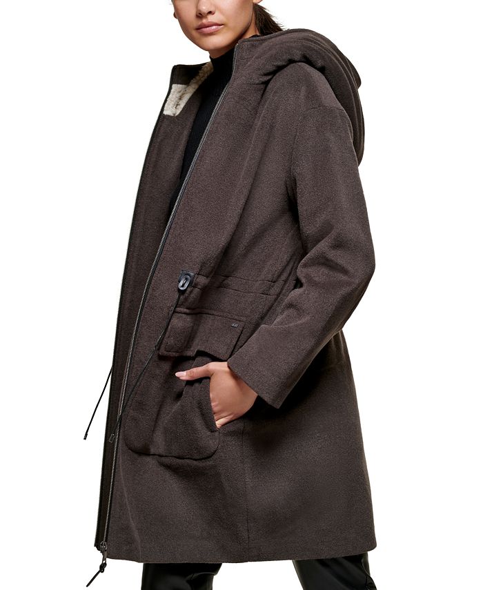 DKNY Women's Hooded Wool Anorak Coat & Reviews - Coats & Jackets ...