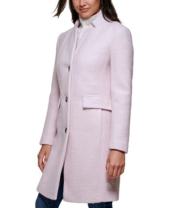 Dkny Women's Single-Breasted Boucle Walker Coat Black Size XL