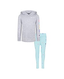 Little Girls Overlap Repeat C Jersey Hoodie and All Over Print Leggings, 2 Piece Set