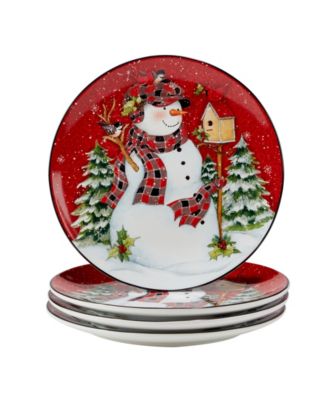Certified International Christmas Lodge Snowman 16 Piece Dinnerware Set