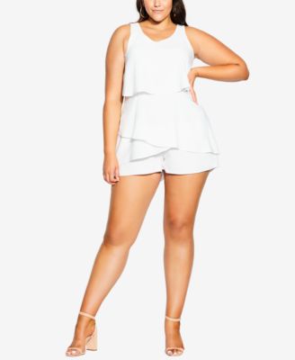 City Chic Trendy Plus Size Tiered Romper - Macy's