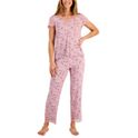 2-Piece Charter Club Women's Printed Lace-Trim Pajama Set