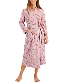 Women's Brushed Knit Cotton Robe, Created for Macy's