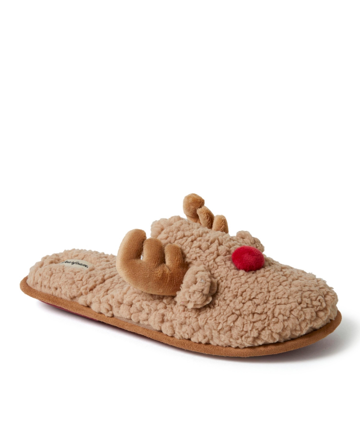 Men's Holiday Novelty Christmas Reindeer Scuff Slipper - Latte