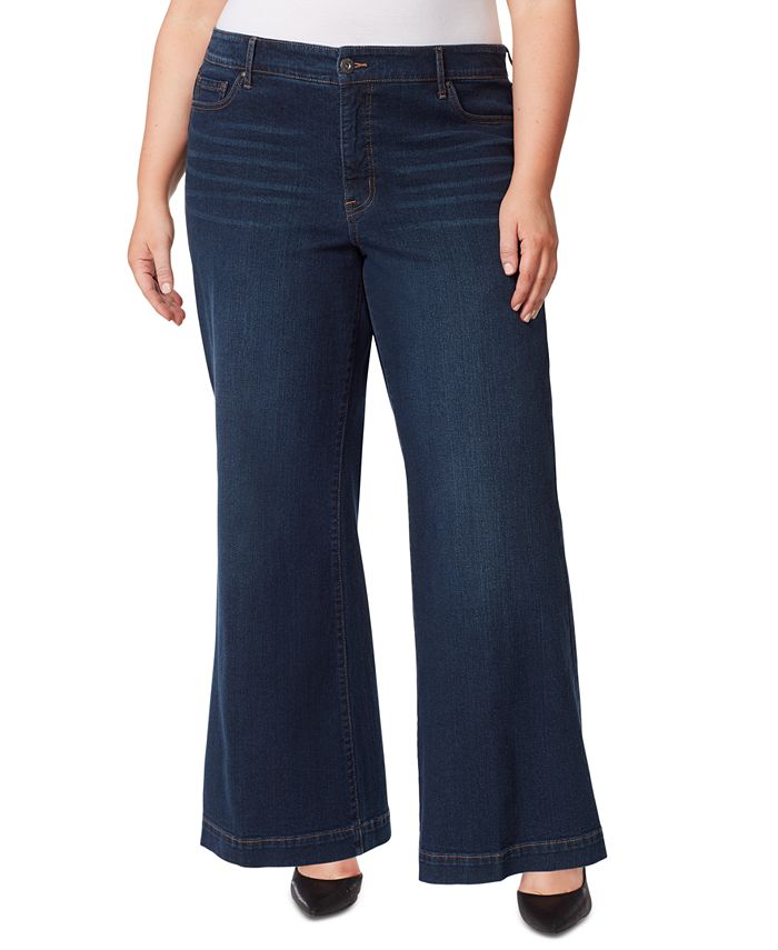 Jessica Simpson Trendy Plus Size True Love Trouser Wide-Leg Jeans - Macy's