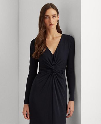 Lauren Ralph Lauren Women's Twist-Front Long-Sleeve A-Line Jersey Gown -  Macy's