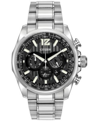 Citizen - Men's Chronograph Eco-Drive Shadowhawk Stainless Steel Bracelet Watch 43mm CA4170-51E