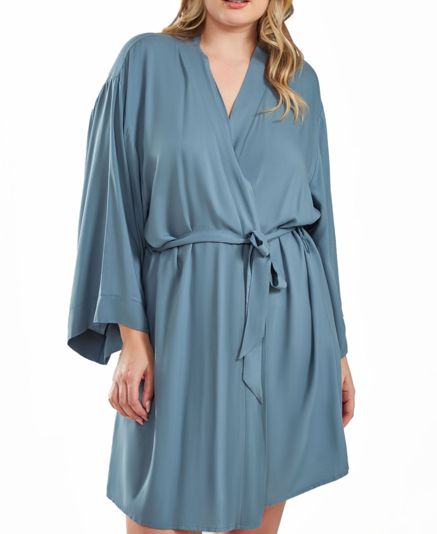 Халат Bree Inner, модал — iCollection, цвет: Синий — фото 1