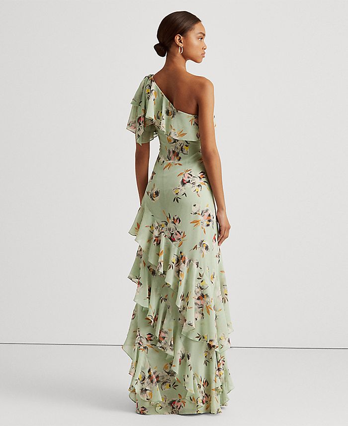Lauren Ralph Lauren Floral Crinkled Georgette Gown - Macy's