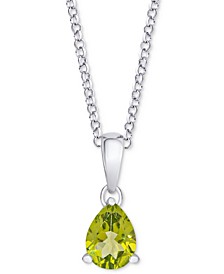 Peridot Pear Solitaire 18" Pendant Necklace (3/4 ct. t.w.) in Sterling Silver