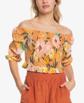 Roxy - Juniors' Like The Sun Again Printed Off-The-Shoulder Top