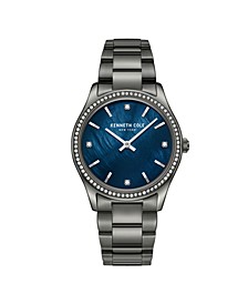 Women's Modern Classic Gunmetal Stainless Steel Bracelet Watch 34mm